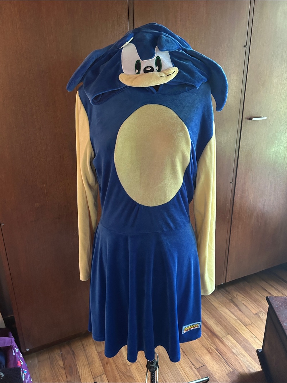 Sonic Blue Halloween Costume Dress with Hood
